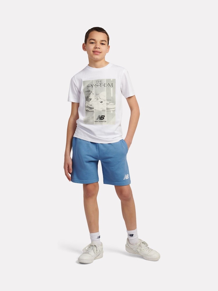 New Balance White Kids The System Graphic 100% Cotton T-Shirt And Shorts Set - Image 1 of 10