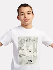 New Balance White Kids The System Graphic 100% Cotton T-Shirt And Shorts Set - Image 4 of 10