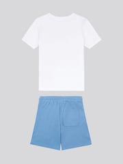New Balance White Kids The System Graphic 100% Cotton T-Shirt And Shorts Set - Image 7 of 10
