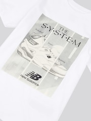 New Balance White Kids The System Graphic 100% Cotton T-Shirt And Shorts Set - Image 9 of 10