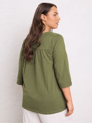 Evans Pleated Front 100% Cotton Henley Blouses - Image 3 of 5