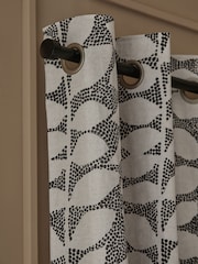 Charcoal Grey/Natural Assembled Leaves Eyelet Blackout Thermal Curtains - Image 6 of 7