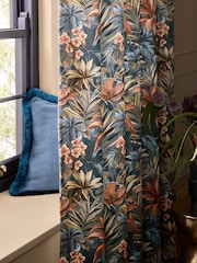 Multi Velvet Leopard Floral Eyelet Lined Curtains - Image 4 of 5