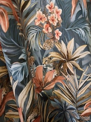 Multi Velvet Leopard Floral Eyelet Lined Curtains - Image 5 of 5