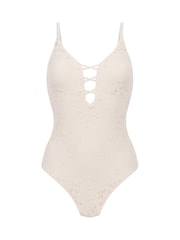 Hunkemoller Crochet White Swimsuit - Image 4 of 5