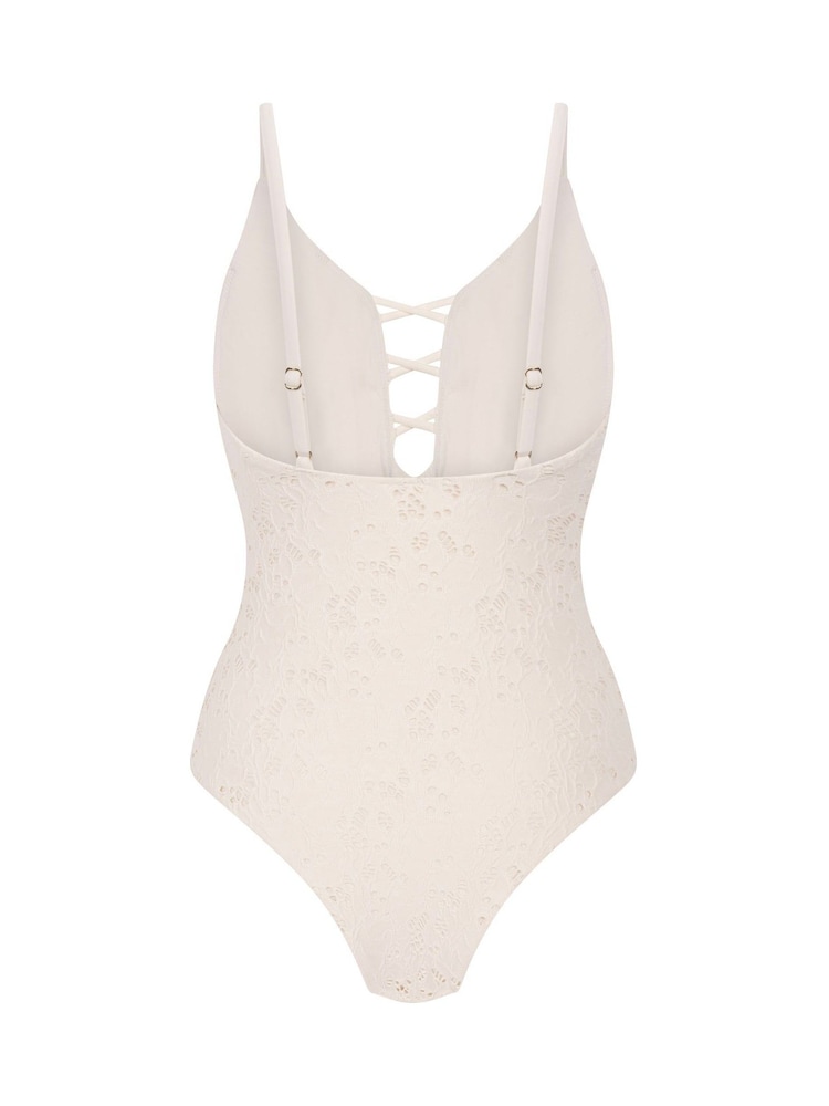 Hunkemoller Crochet White Swimsuit - Image 5 of 5