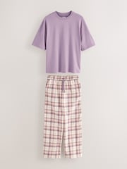 Lila Vijolična Preveri - Cotton/Modal Blend Short Sleeve Pyjamas - Slika 1 iz 6