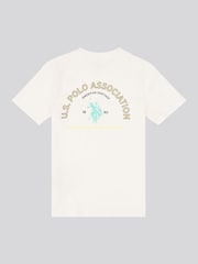 U.S. Polo Assn Cream Boys Front Back Print Graphic 100% Cotton T-Shirt - Image 2 of 4