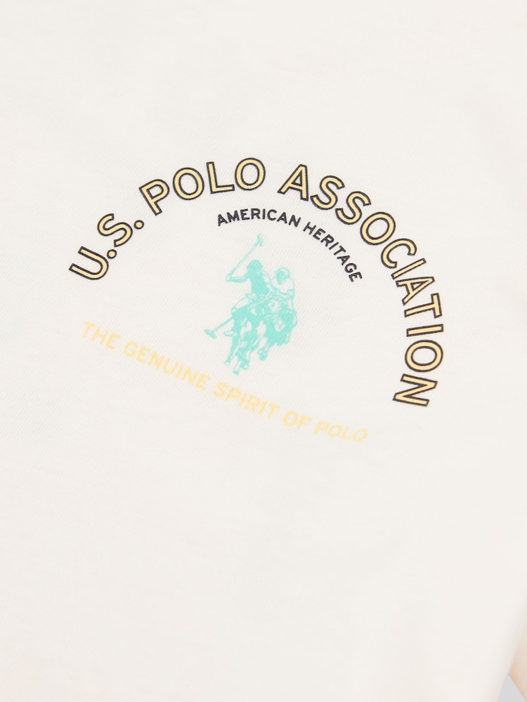 U.S. Polo Assn Cream Boys Front Back Print Graphic 100% Cotton T-Shirt - Image 4 of 4 U.S. Polo Assn Cream Boys Front Back Print Graphic 100% Cotton T-Shirt - Image 4 of 4