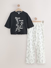 Black/White Cotton Short Sleeve Pyjamas - Image 1 of 3