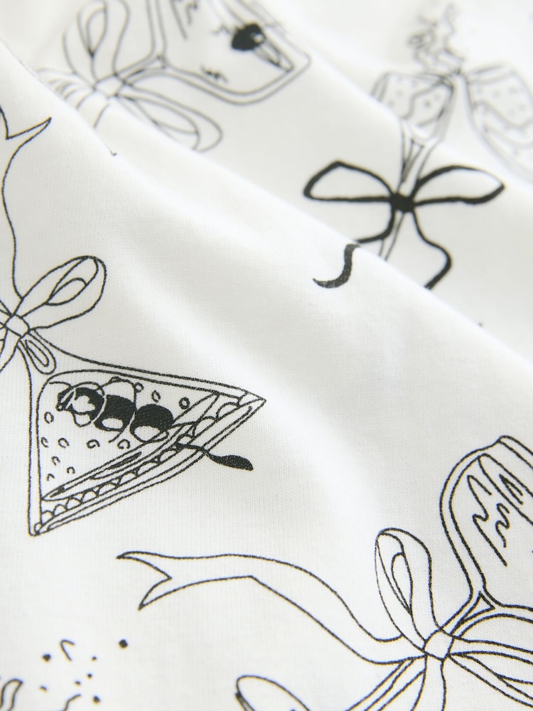 Black/White Cotton Short Sleeve Pyjamas - Image 3 of 3