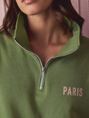 Green Gingham Half Zip Sweatshirt and Flannel Pyjamas Set - Image 5 of 10