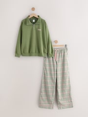 Green Gingham Half Zip Sweatshirt and Flannel Pyjamas Set - Image 7 of 10