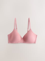 Chocolate/Pink/Cream Pad Non Wire Cotton Blend Ultimate Comfort Bras 3 Pack - Image 2 of 6