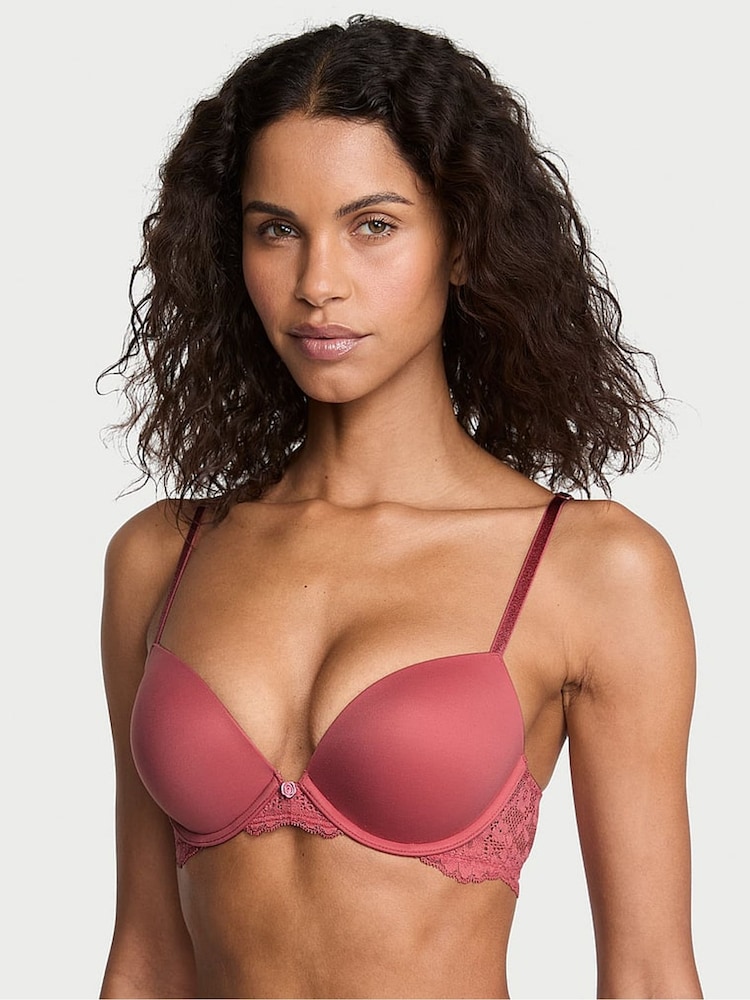 Victoria's Secret Seductive Rose Pink Lace Trim Push Up Bra - Image 1 of 2