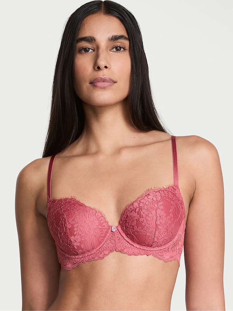 Victoria's Secret Seductive Rose Pink Lightly Lined Demi Lace Bra - Image 1 of 3