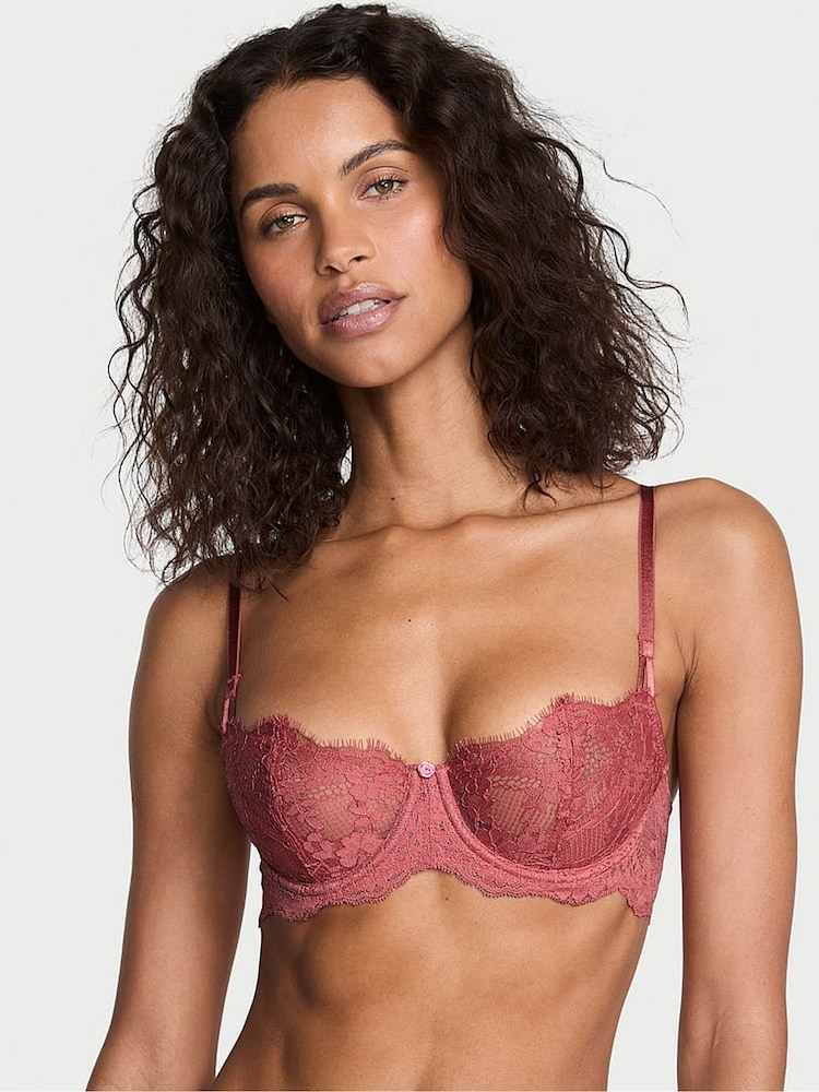 Victoria's Secret Seductive Rose Pink Unlined Balcony Lace Bra - Image 1 of 3