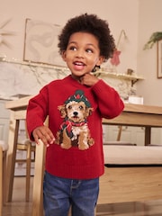 Rot, Hund - Weihnachtlicher Strickpullover (3 Monate bis 7 Jahre) - Bild 1 von 7
