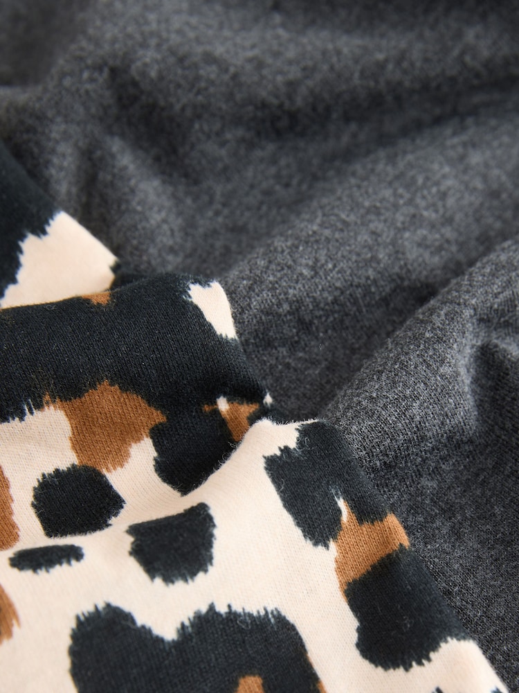Charcoal Leopard Short Sleeve Pyjamas - Image 2 of 3 Charcoal Leopard Short Sleeve Pyjamas - Image 2 of 3