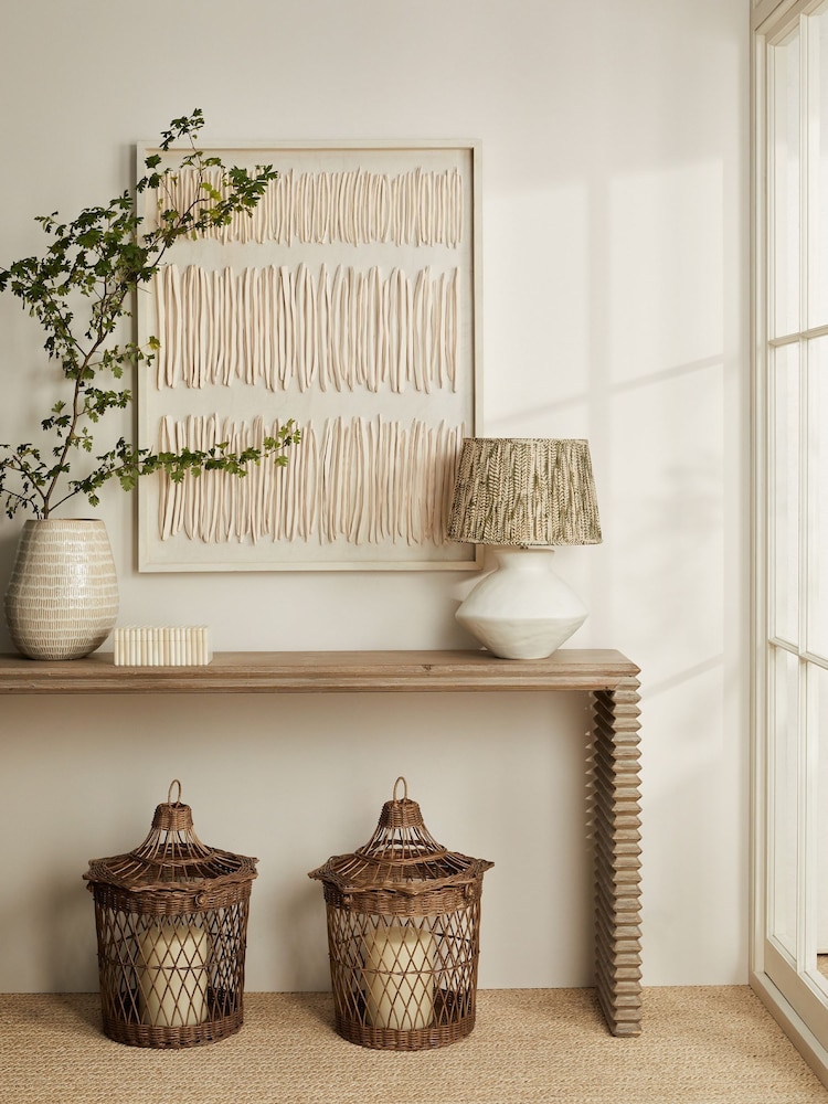 Oka Grey Elemeri Pleated Silk Lampshade 35cm - Image 1 of 3