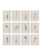 Oka Set of 12 Cream Feather Wall Art Prints - Image 2 of 2