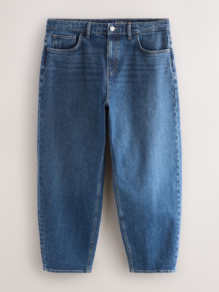 Blue Classic Vintage Barrel Fit Vintage Wash Denim Jeans - Image 1 of 5