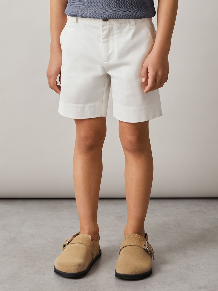 Blanco - Pantalones cortos chinos con elástico Wicket de Reiss - Imagen 1 de 5