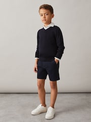 Azul marino - Pantalones cortos chinos con elástico Wicket de Reiss - Imagen 3 de 5