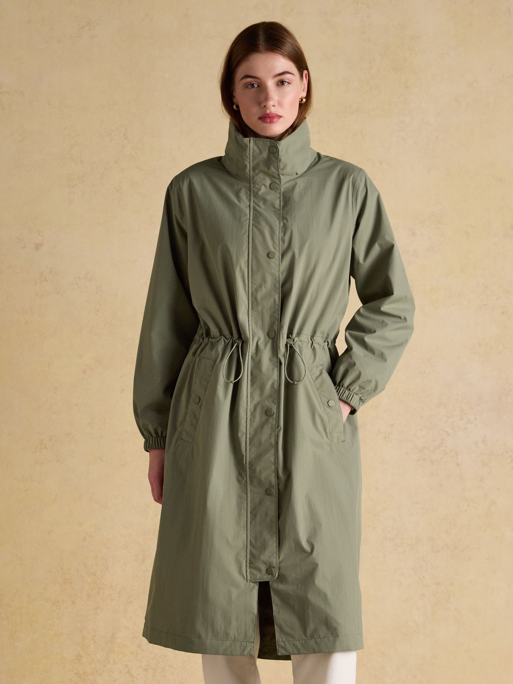 Buy Joules Hensley Khaki Green Longline Waterproof Coat with