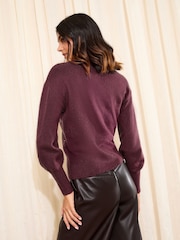 Friends Like These Burgundy Red Petite Scatter Hotfix Jumper - Image 4 of 4