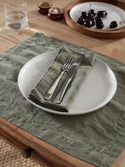 Secret Linen Store Olive Green 100% Linen Placemats - Image 1 of 3