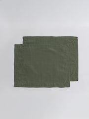 Secret Linen Store Olive Green 100% Linen Placemats - Image 3 of 3