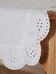 Secret Linen Store White Bonnie Broderie Cotton Linen Table Runner - Image 2 of 3