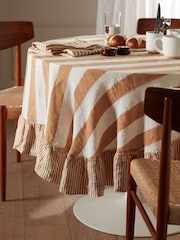 Secret Linen Store Amber Wide Stripe 100% Linen Table Cloth - Image 1 of 3