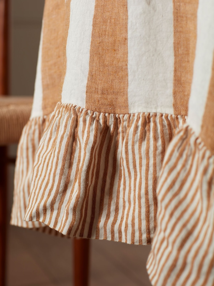 Secret Linen Store Amber Wide Stripe 100% Linen Table Cloth - Image 2 of 3