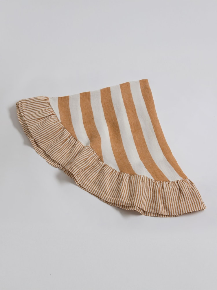 Secret Linen Store Amber Wide Stripe 100% Linen Table Cloth - Image 3 of 3