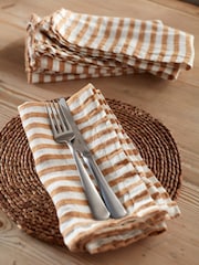 Secret Linen Store Amber Mid Stripe 100% Linen Napkins - Image 1 of 3