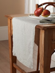 Secret Linen Store Olive Green Sid Stripe 100% Linen Table Runner - Image 1 of 3