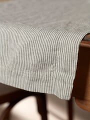 Secret Linen Store Olive Green Sid Stripe 100% Linen Table Runner - Image 2 of 3
