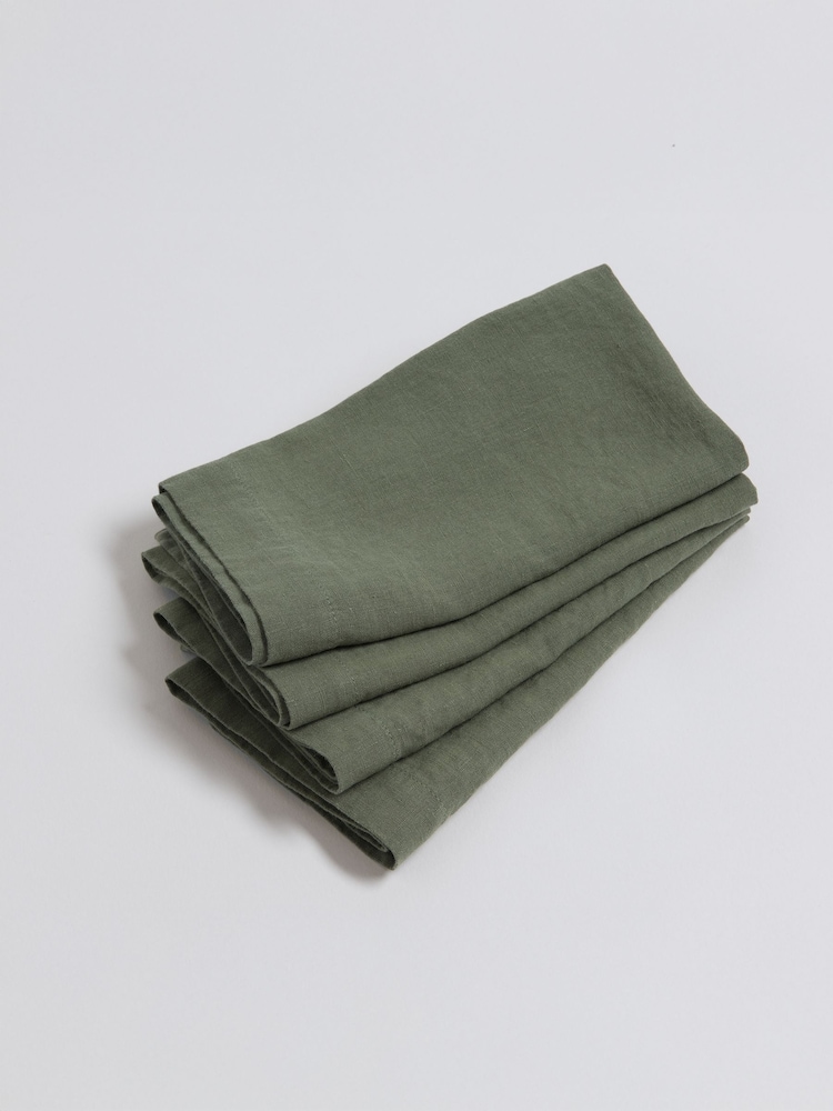 Secret Linen Store Olive Green 100% Linen Napkins - Image 3 of 3 Secret Linen Store Olive Green 100% Linen Napkins - Image 3 of 3
