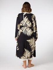 Live Unlimited Black Leaf Print Longline Drawstring Kimono - Image 4 of 6