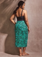 Live Unlimited Green Abstract Sarong 100% Cotton Skirt - Image 2 of 3