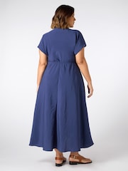 Live Unlimited Blue V-Neck Seamed Maxi Dress - Image 4 of 5