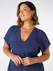 Live Unlimited Blue V-Neck Seamed Maxi Dress - Image 5 of 5
