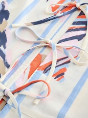 Blue/Ecru Tie Front Top With Linen - Image 7 of 8