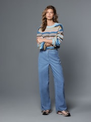 Light Blue Cord Wide Leg Trousers - Image 1 of 8