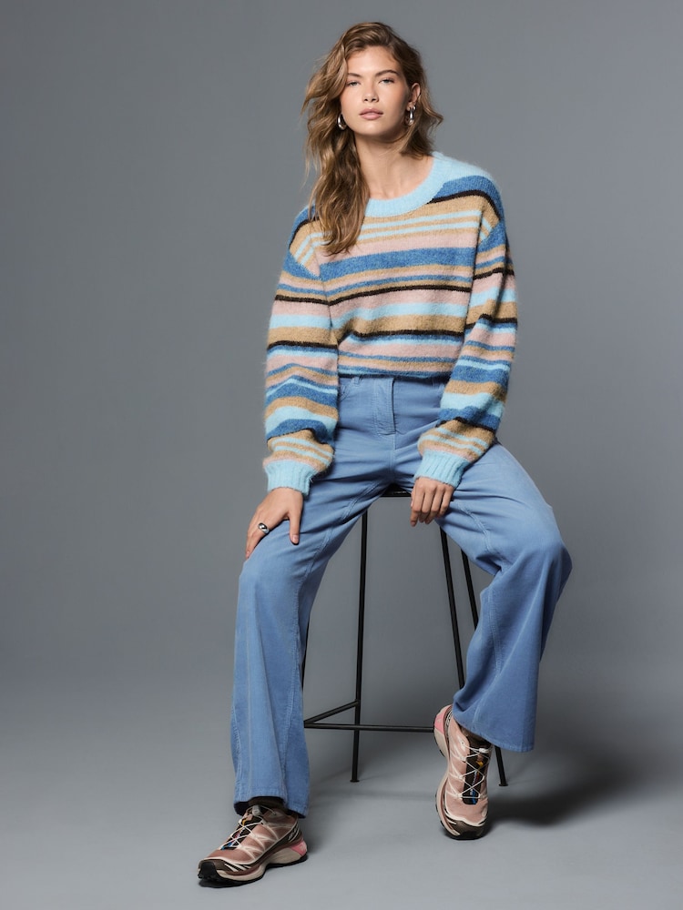 Light Blue Cord Wide Leg Trousers - Image 2 of 8