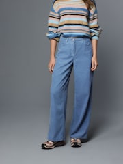 Light Blue Cord Wide Leg Trousers - Image 3 of 8