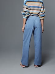 Light Blue Cord Wide Leg Trousers - Image 4 of 8