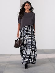 Cream/Dəniz Yoxlanması - Atlaz qatlı Maxi Ətək - 8şəkildən 1 şəkil